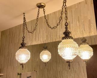 Mid century round glass hanging light fixture