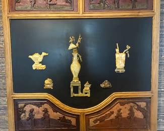 Asian Art Wood Resin Vintage Artwork