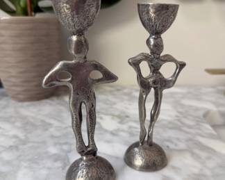 Vintage Pewter Patrick Meyer Mid Century Candle Holders Set