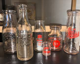 Vintage Glass Milk Bottles