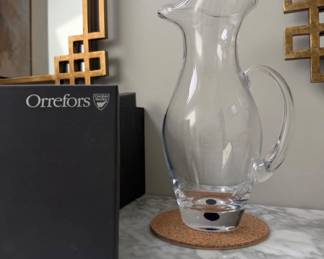 Orrefors Crystal Water Pitcher, New in Box