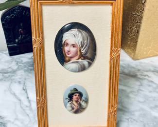 Late 1800’s framed porcelain cameos 