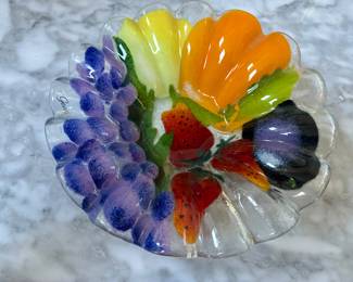 Painted Glass fruit Dish