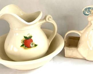 Vintage Brush McCoy Southern Belle McCoy Strawberry Country Pitcher Bowl