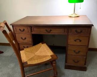 Vintage Desk, Chair and Lamp