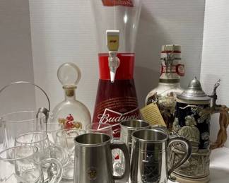 Budweiser and Busch Items with Bar Collectibles