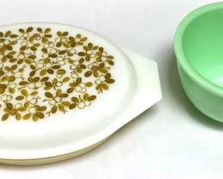 Vintage Jadeite Green Bowl Vintage Pyrex Compartment Dish WLid