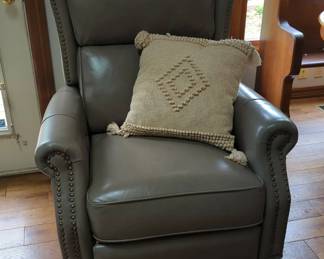 Grey Leather Reclining Pushback Chair