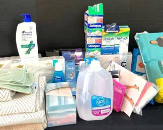 Assorted Paper Goods, Towels, Toiletries, Hosiery, And More