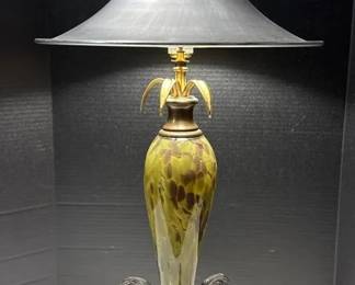 Art Nouveau Style Mottled Glass Lamp