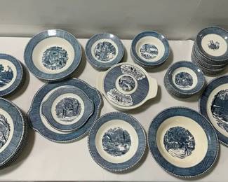 Blue White Dishes Includes Currier Ives Royal Ironstone