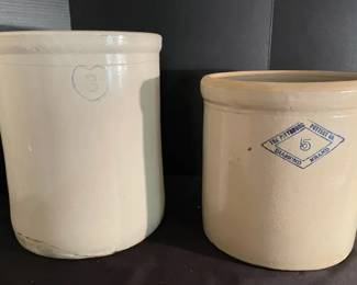 Two Antique Ceramic Crocks 8 5 Gallon