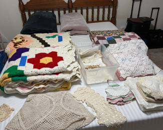 Handmade Afghans, quilts, handmade lace items
