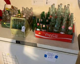 Vintage soda bottles and crates