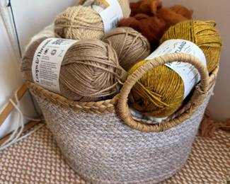 yarn and storage basket. Fiberart supplies, art supplies, knitting supplies crochet supplies