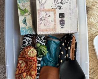 decorative boxes, leather bags, make up bags, pouches