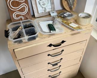 vintage paper storage drawers - decor items, picture hanging stationary supplies