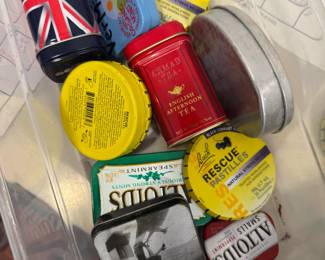 assorted metal tins