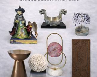 Unique decorative items on display