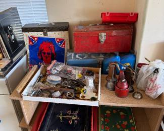 Vintage atomic trays , tools 