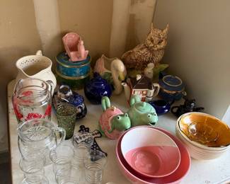 Vintage tea pots, bowls, etc.