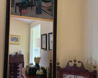 Antique Chinese reverse painted paneled mirror