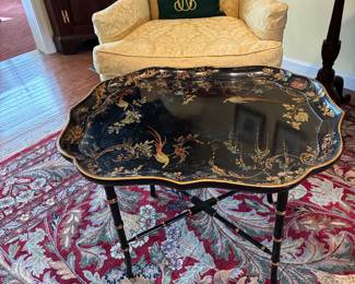 Large lacquer painted tray table