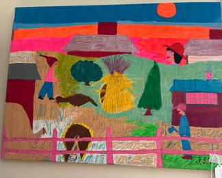 Floretta Emma Warfel Folk Art painting on fabric