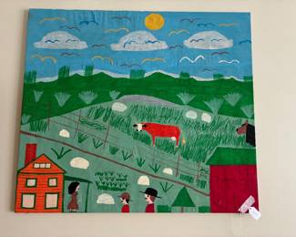Floretta Emma Warfel PA. Folk Art Painting on fabric