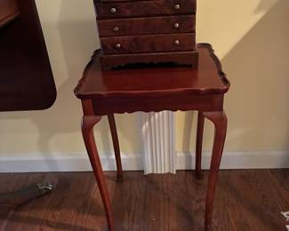 Handmade vintage childs slat front desk on queen Anne table