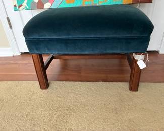 Blue velvet upholstered Ottomon