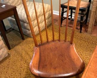 One of pair of lovely old spindle-back chairs