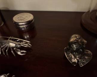 Small sterling lobster, round box carnival figure from Venice