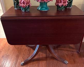 Vintage Drop Leaf Table ( 1930's) Avatar Pottery Iris, Lilies, Peonies