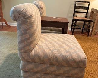 Upholstered pair of Slipper Chairs