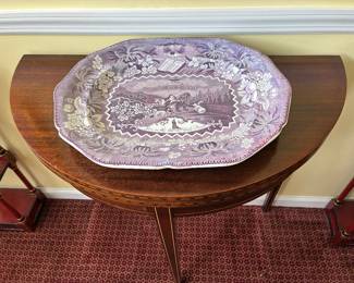 Antique 19th c. large Staffordshire " Millenium" Platter, inlaid game table