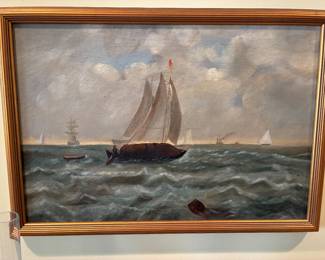Antique Paintings sailing ship, unable to read signature