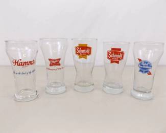 Lot of 5 Advertising Beer Glasses