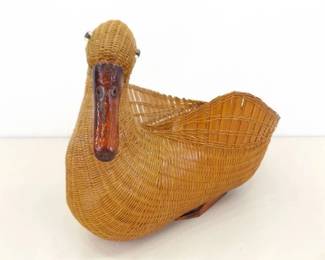 13" Vintage Hand Woven Goose Basket
