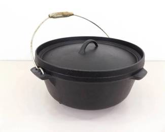 Vintage Cast Iron 12" Lidded and Footed Campfire Dutch Oven