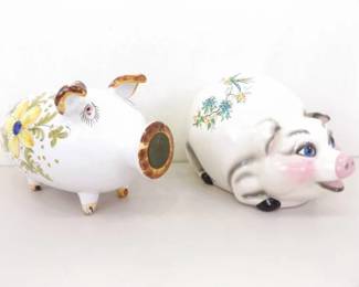 2 LARGE Porcelain Piggy Banks