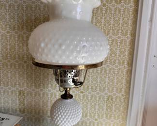 Vintage Milk Glass Hobnail Table Lamp - 17.25" - Circa 1950's