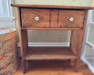 Short and Narrow Rustic Wood Hallway Table with Drawer and Shelf