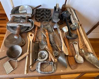 The Ultimate in "Junktique" - Vintage Kitchen Utensils - Metal and Wood