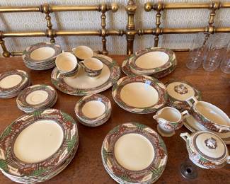 Set of Dishes Manufactured by Myott, Son & Co. in Staffordshire, England - "MODERN ENGLAND'S COUNTRYSIDE" - Now Discontinued. 66 Pieces - Sold as a Set