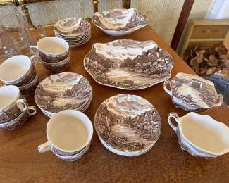 Set of Dishes Manufactured by Johnson Brothers "OLDE ENGLISH COUNTRYSIDE" - Discontinued in 1983. 43 Pieces - Sold as a Se