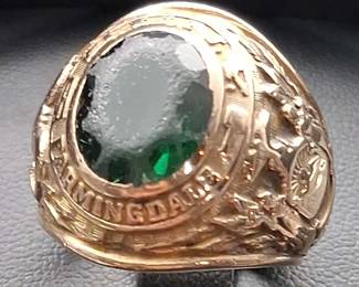 10k Gold Emerald Vintage Farmingdale College Ring