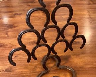 Rustic Horseshoe Wine Rack  Handcrafted Metal Western Dcor