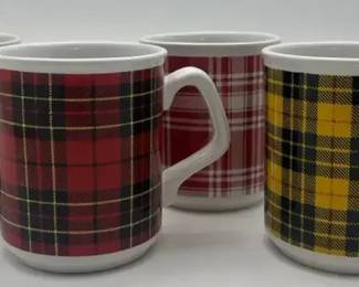 Scotts Mill Tartan Mug Set 4  Made in England Plaid Coffee Cups