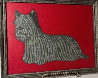 Scottie Dog Wall Art  Framed Terrier Silhouette on Red